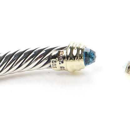 David Yurman Sterling Silver 14K Yellow Gold Blue Topaz 5mm Cable Classics Petite Color Bracelet 4 of 5