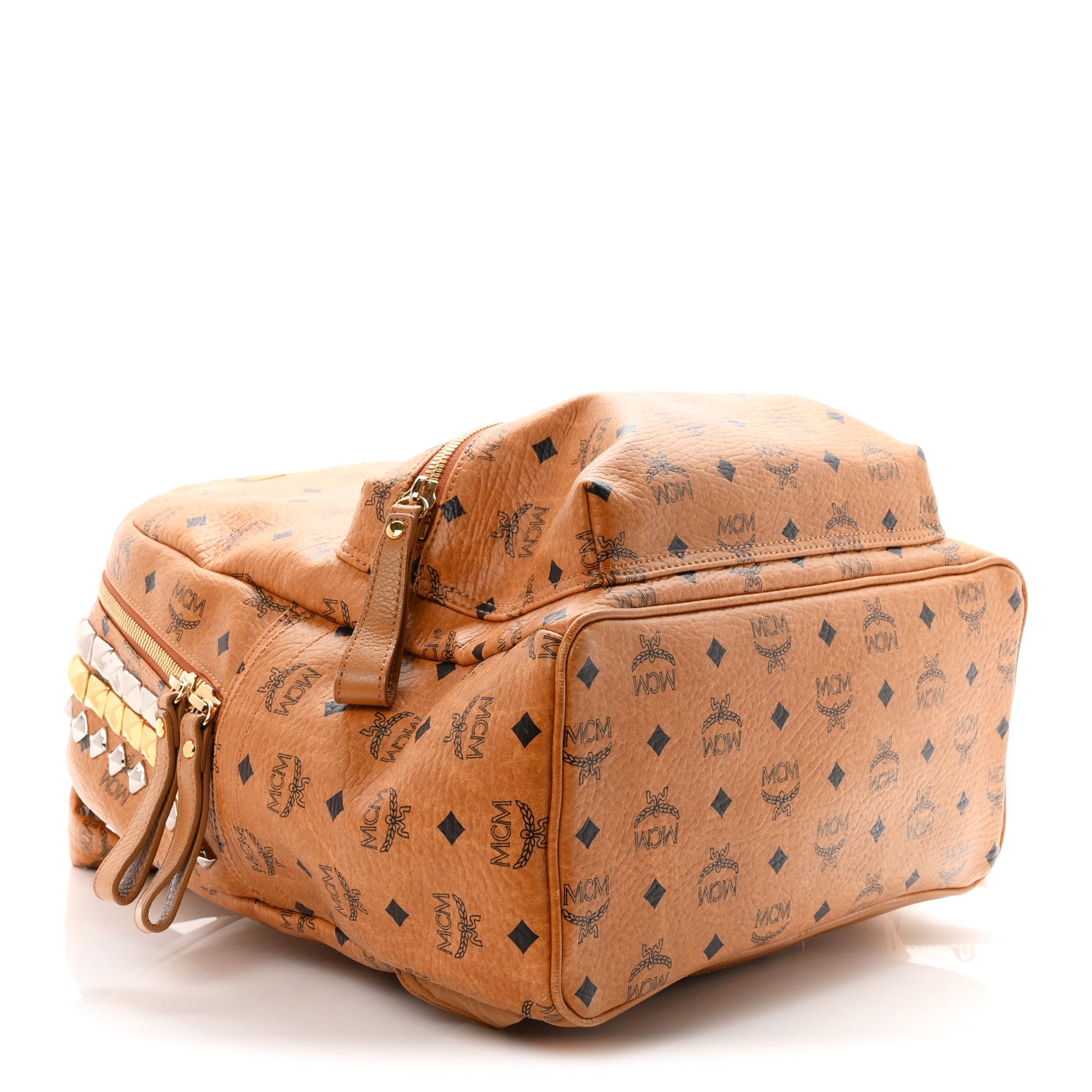 MCM Visetos Crown Stud Medium Stark Backpack Cognac 4 of 9