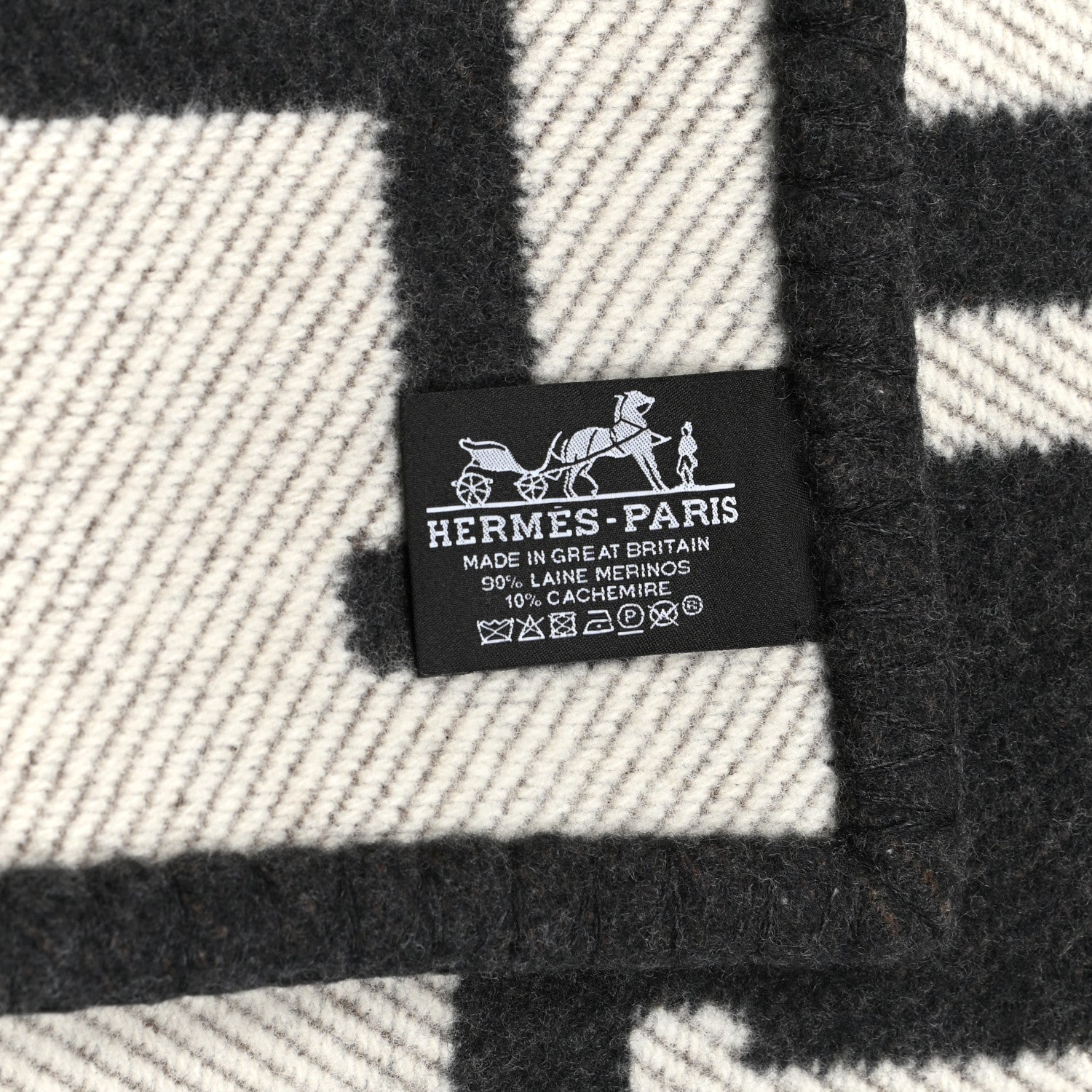 Hermes Wool Cashmere Avalon Blanket Ecru Gris Fonce 3 of 3