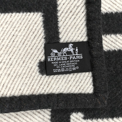 Hermes Wool Cashmere Avalon Blanket Ecru Gris Fonce 3 of 3
