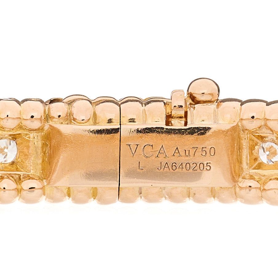 18K Rose Gold Diamond Perlee 1-Row Bangle Bracelet L