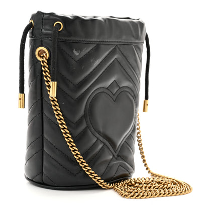 Gucci Calfskin Matelasse Mini GG Marmont 2.0 Bucket Bag Black 3 of 14