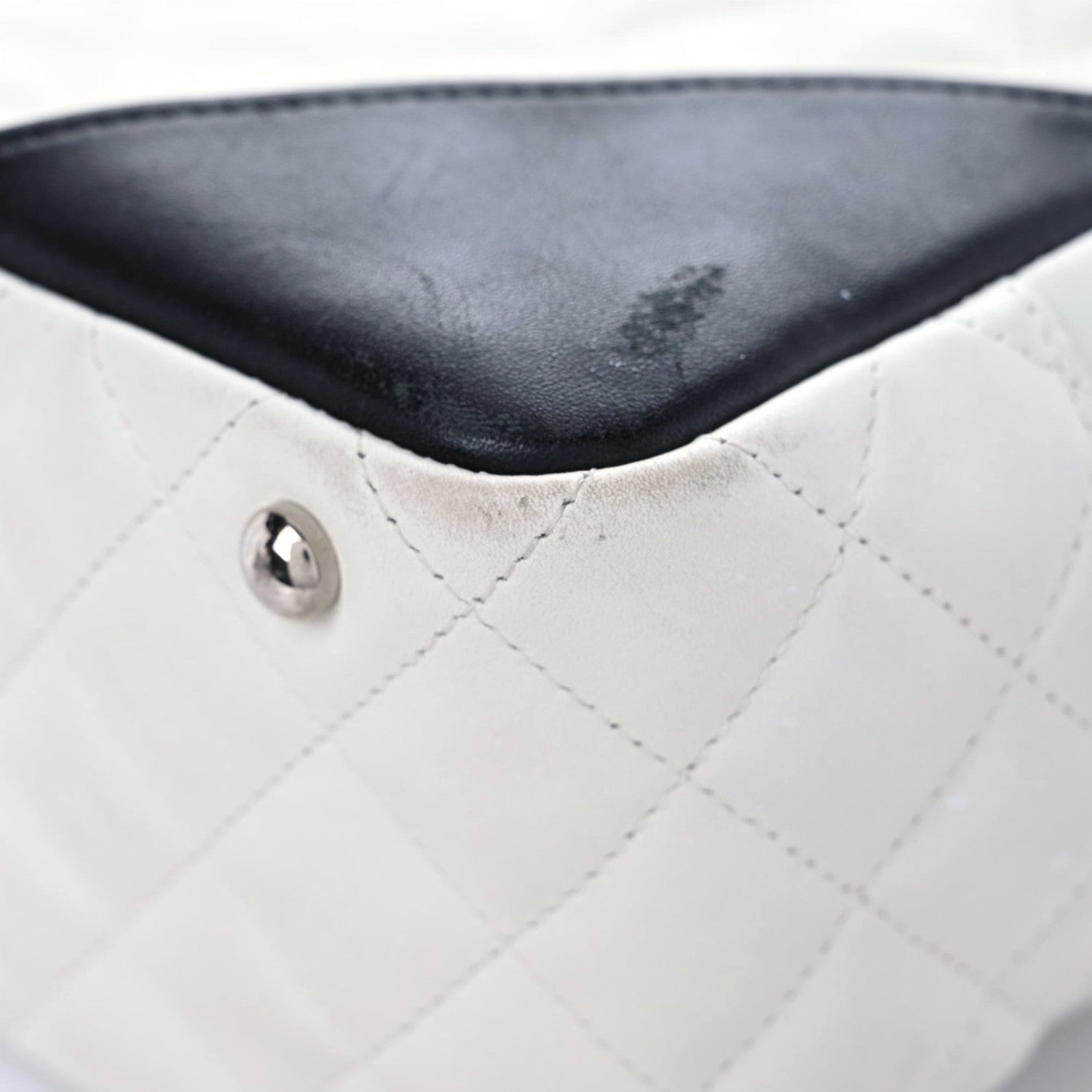 Chanel Calfskin Quilted Large Cambon Bowler White Black 6 of 24
