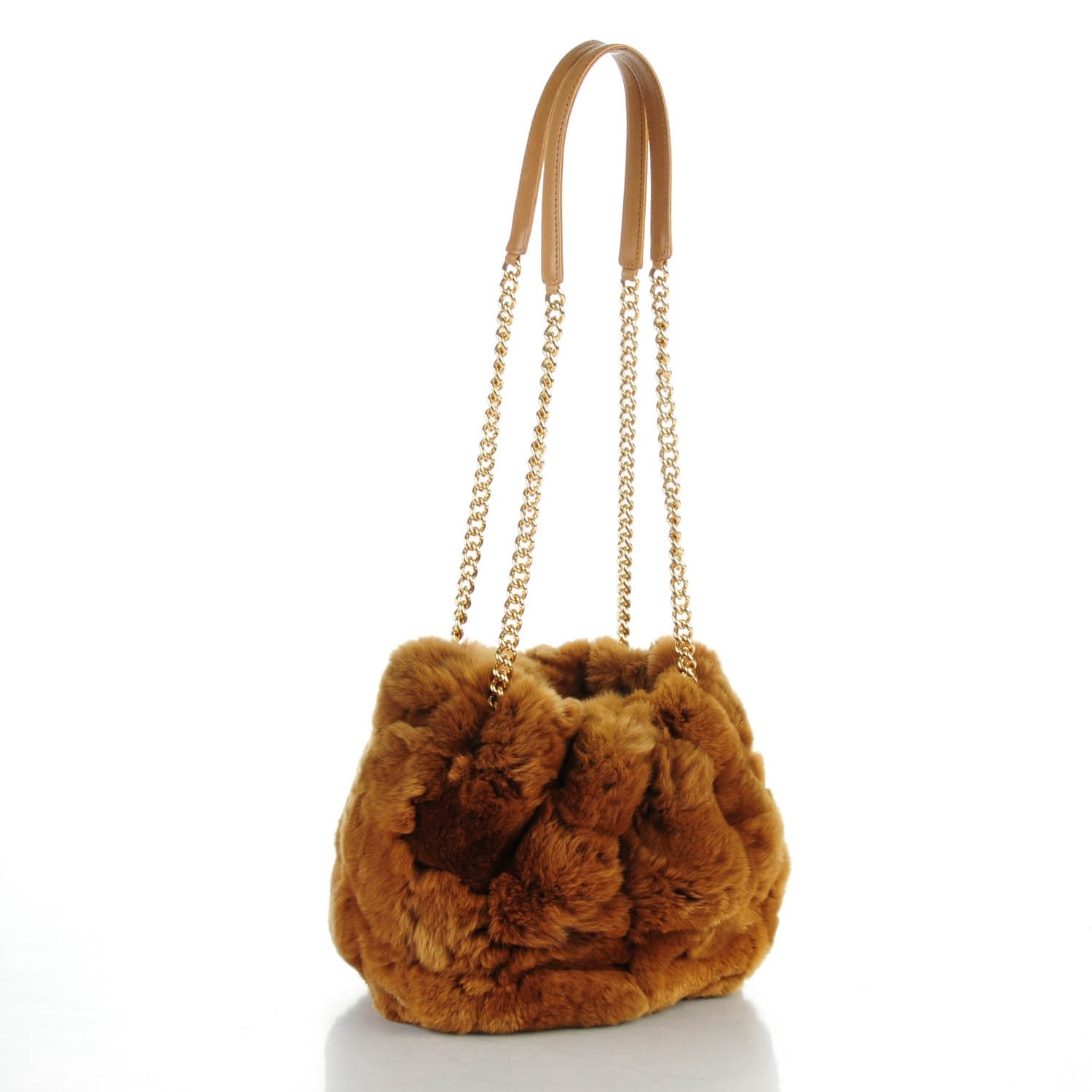 Chanel Rabbit Fur Harlequin Shoulder Bag Brown 3 of 9
