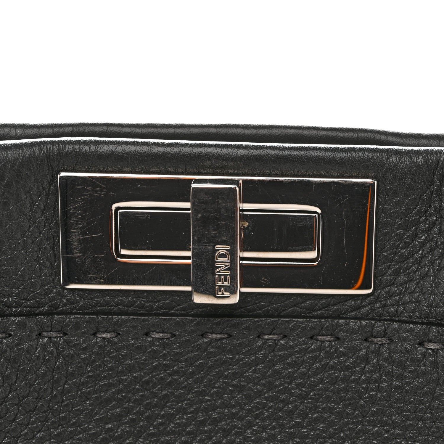 Fendi Cuoio Romano Selleria Bi-Color Medium Peekaboo Iconic Satchel Asfalto Latte 12 of 14