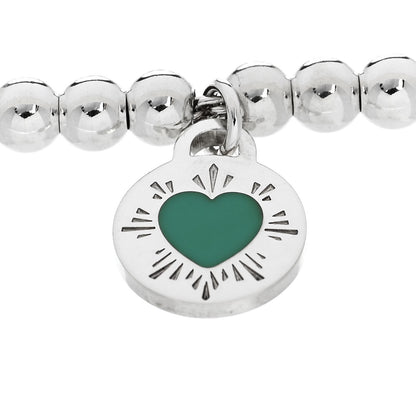 Tiffany Sterling Silver Enamel 4mm Love Heart Tag Bead Bracelet Blue 4 of 7