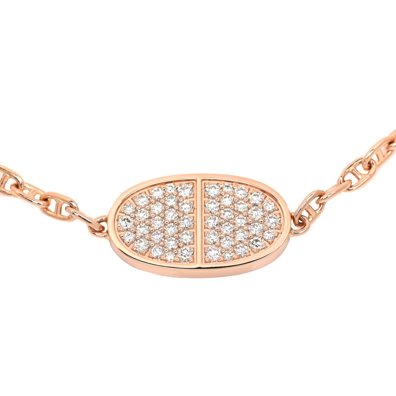 Hermes 18K Rose Gold Diamond Chaine d'Ancre Verso Bracelet ST 4 of 9