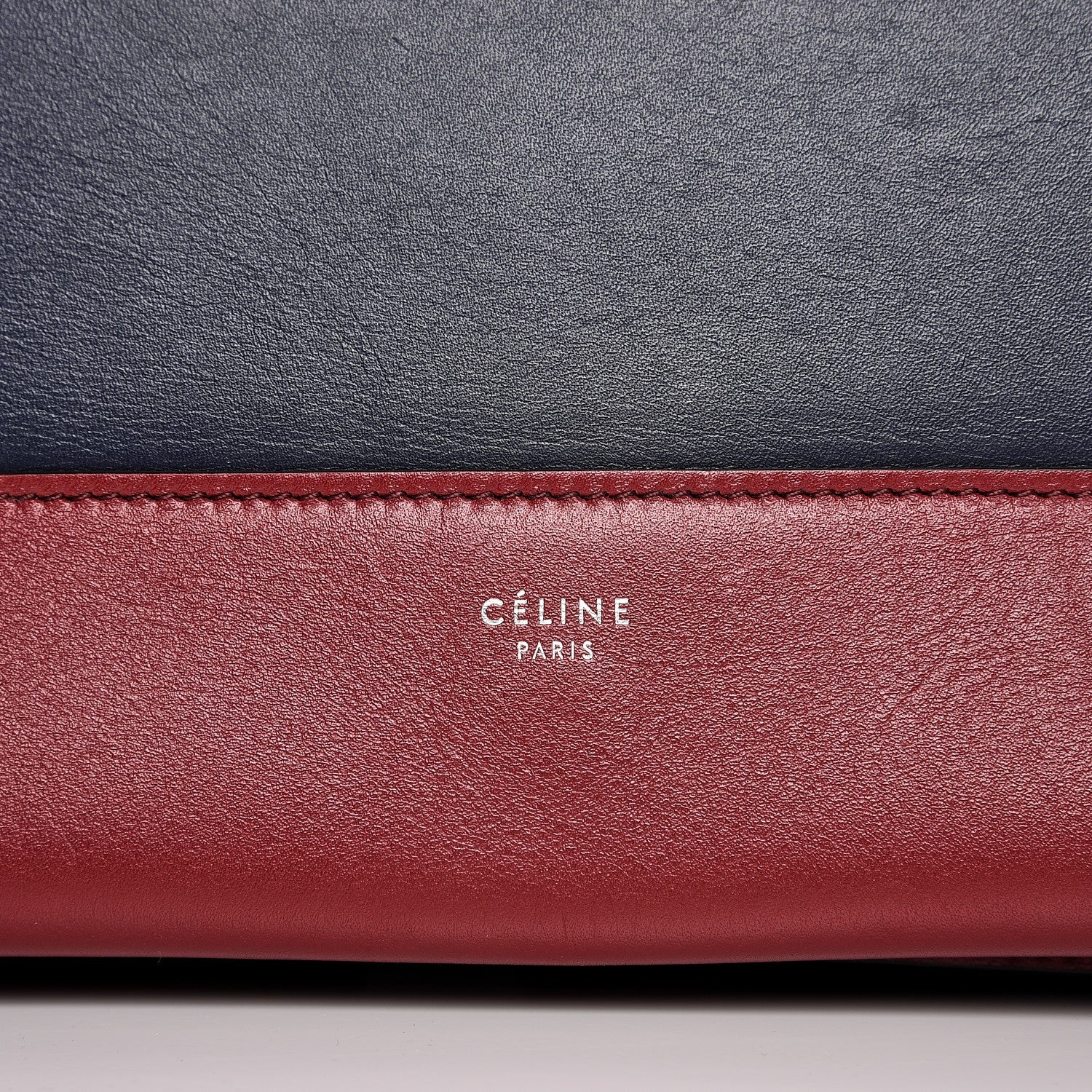 Celine Shiny Smooth Calfskin Medium Frame Shoulder Bag Red Navy 5 of 10