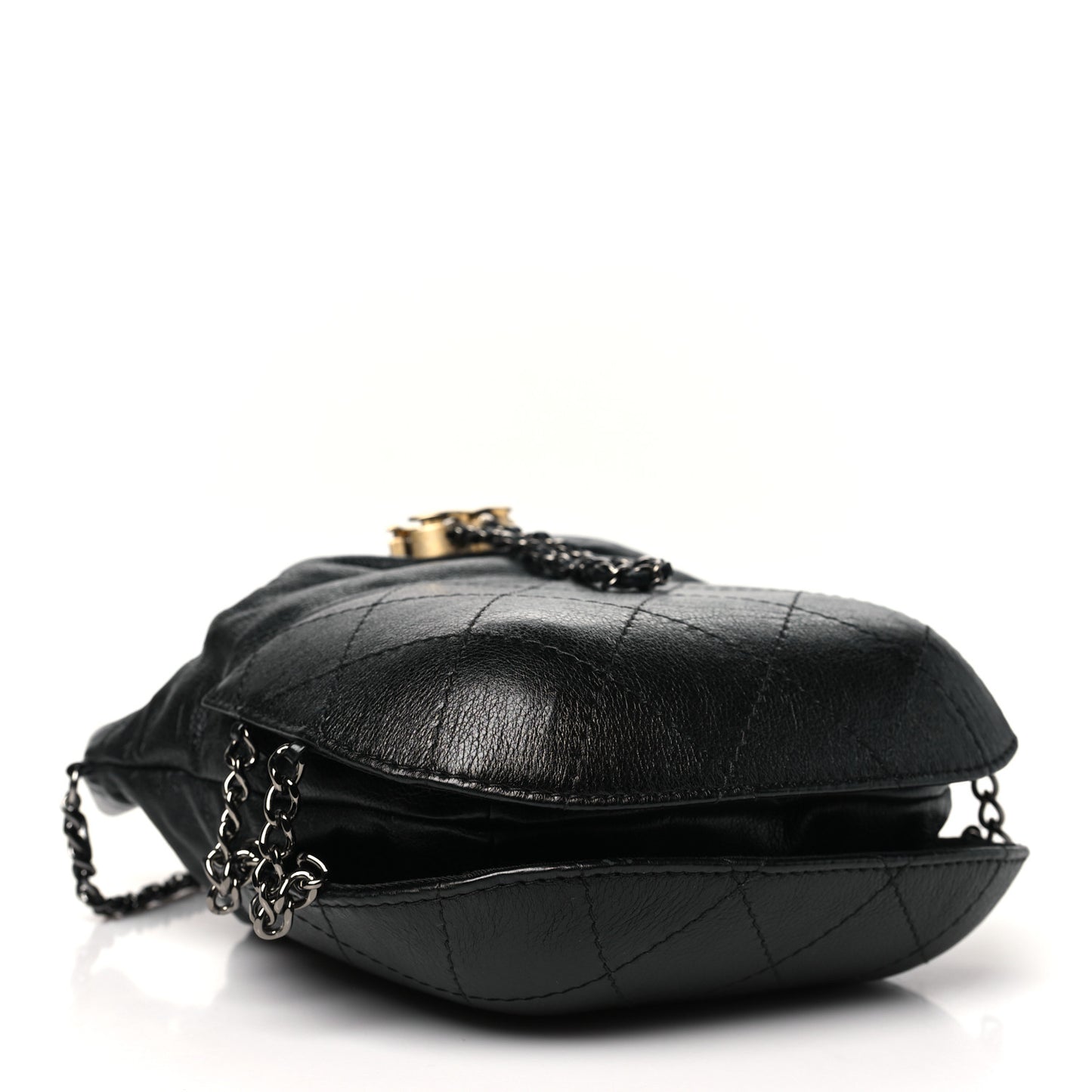 Calfskin Quilted Small Gabrielle Bucket Black