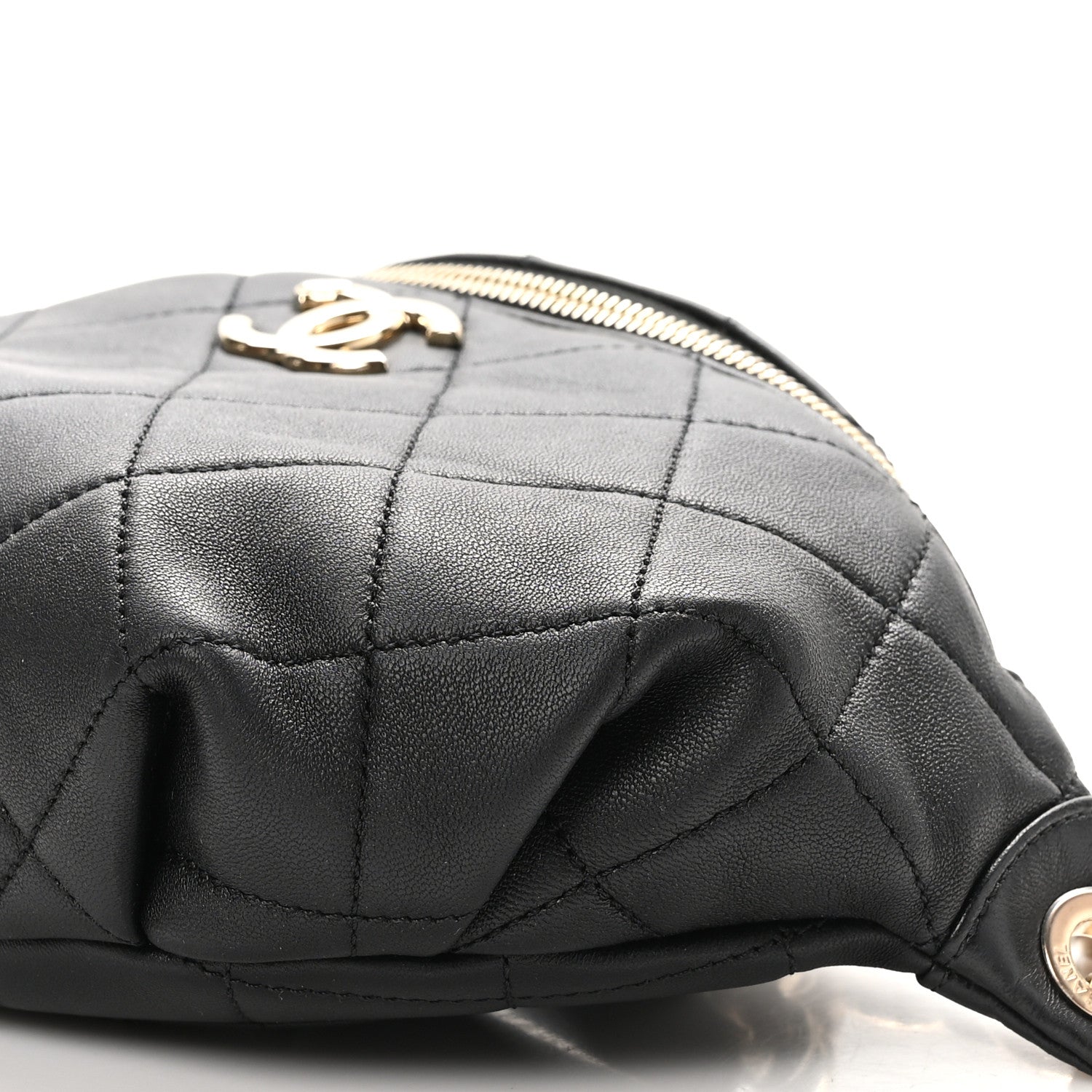 Chanel Lambskin Quilted Resin Bi-Color Waist Bag Fanny Pack Black 10 of 10