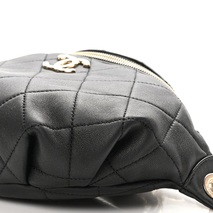 Chanel Lambskin Quilted Resin Bi-Color Waist Bag Fanny Pack Black 10 of 10