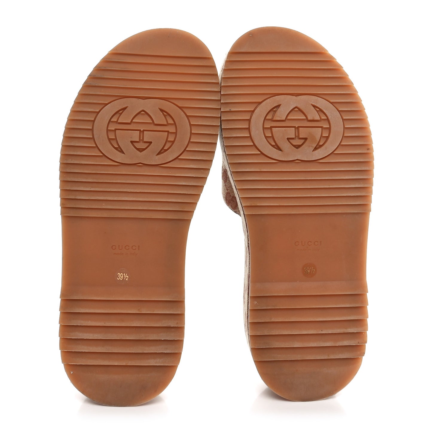 Canvas GG Monogram Angelina Platform Slide Sandals 39.5 Beige Ruggine