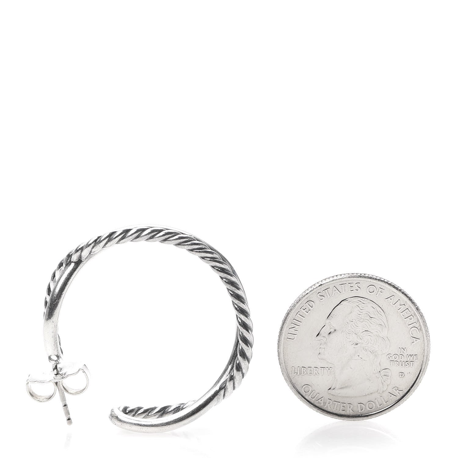 David Yurman Sterling Silver Crossover Cable Hoop Earrings 2 of 4