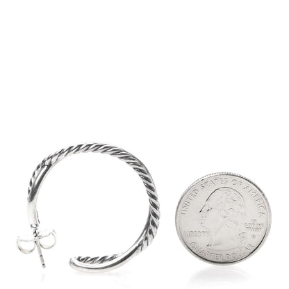 David Yurman Sterling Silver Crossover Cable Hoop Earrings 2 of 4