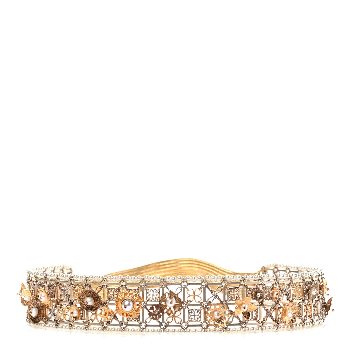 Pearl Crystal CC Headband Gold