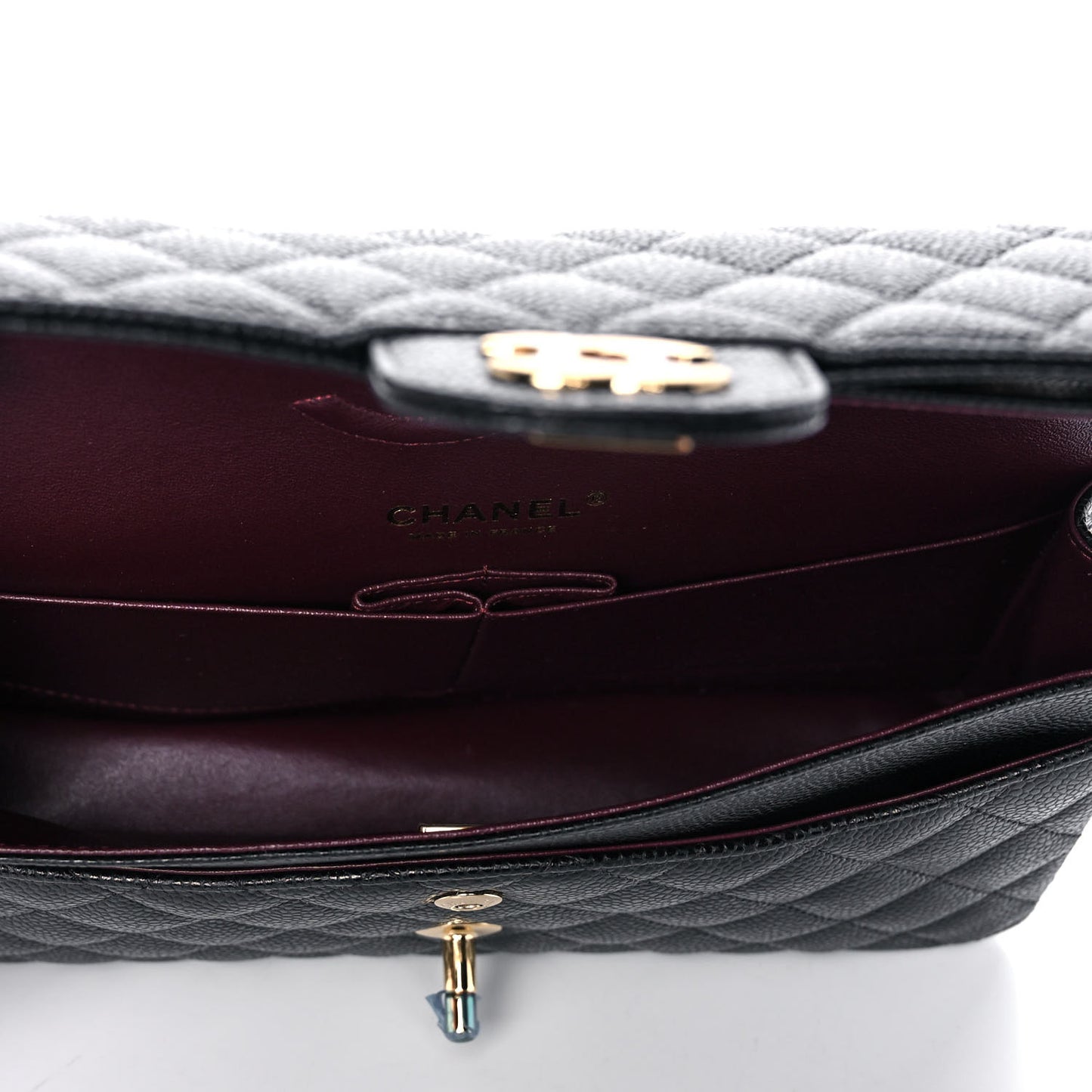 Caviar Quilted Medium Double Flap Black