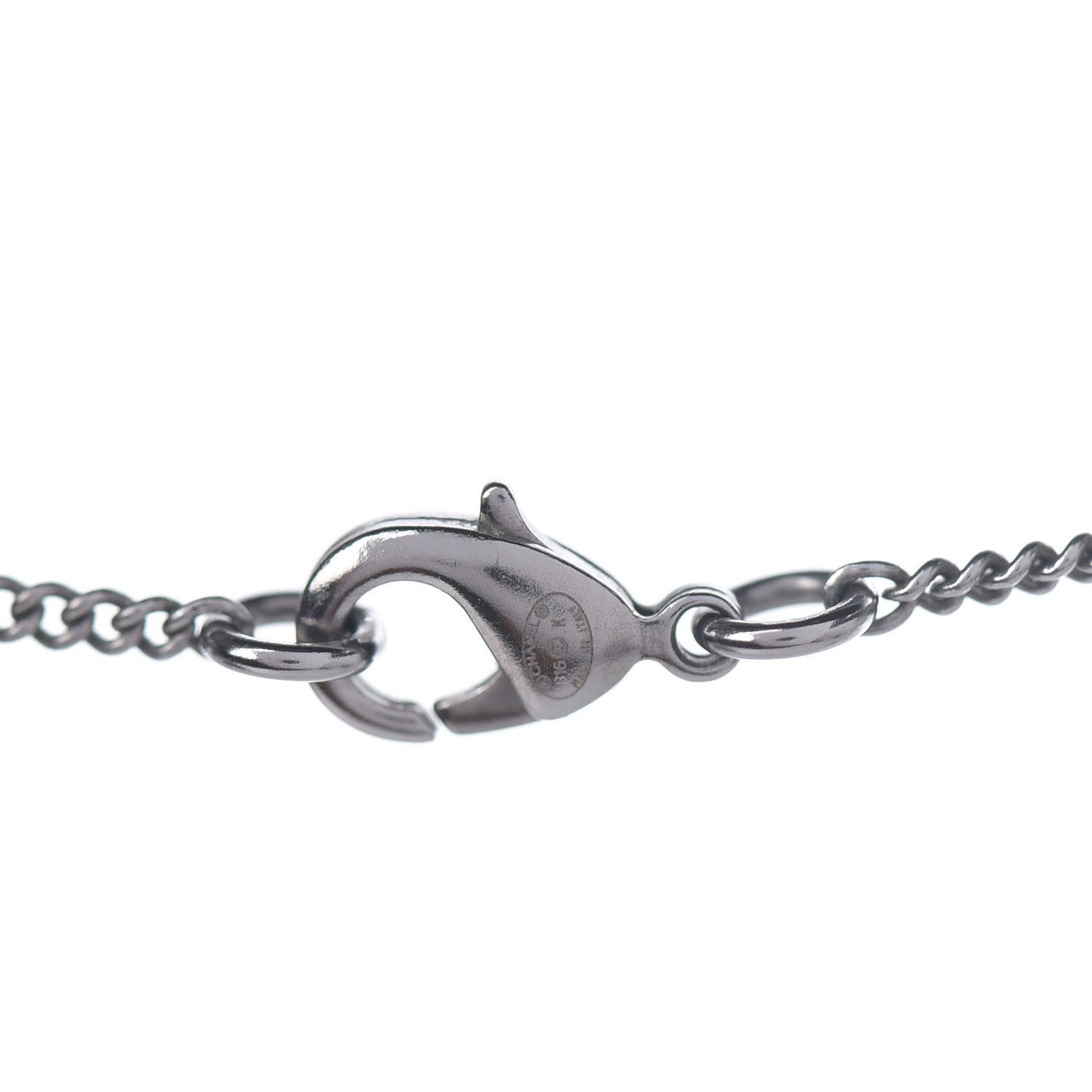 Baguette Crystal Large CC Necklace Silver Black