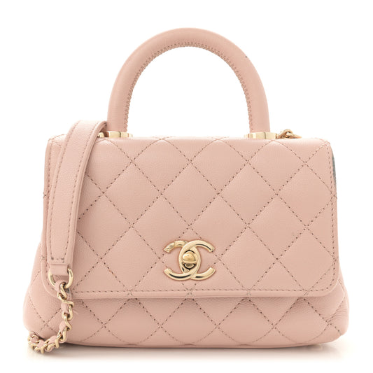 Caviar Quilted Extra Mini Coco Handle Flap Light Pink