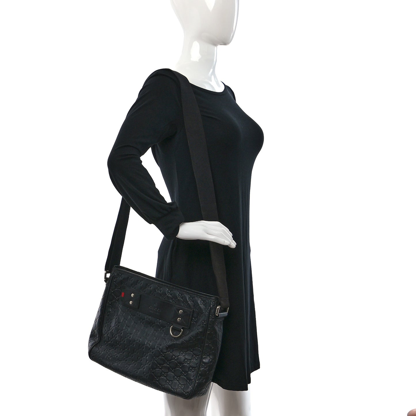 Guccissima Flat Messenger Bag Black