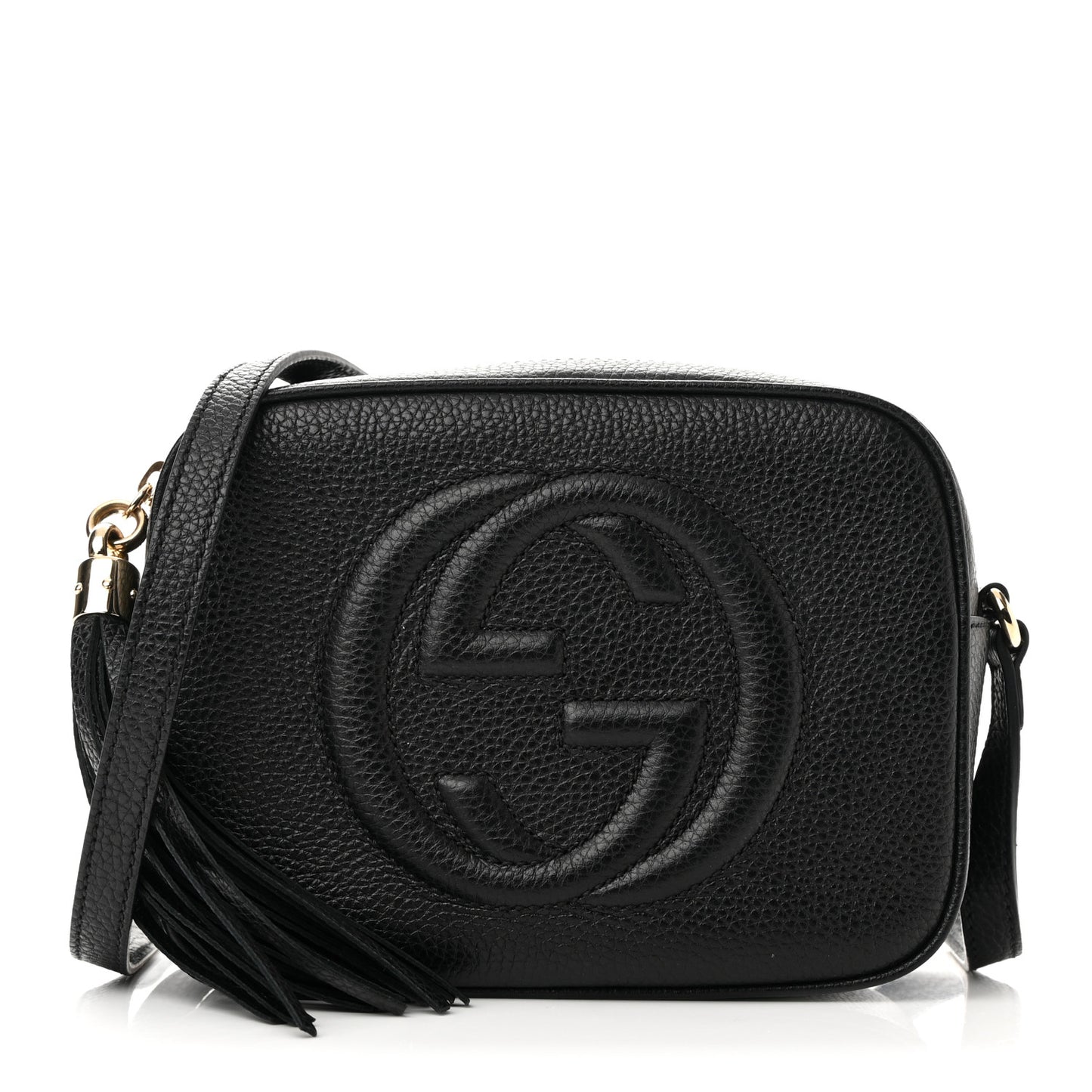 Pebbled Calfskin Small Soho Disco Bag Black