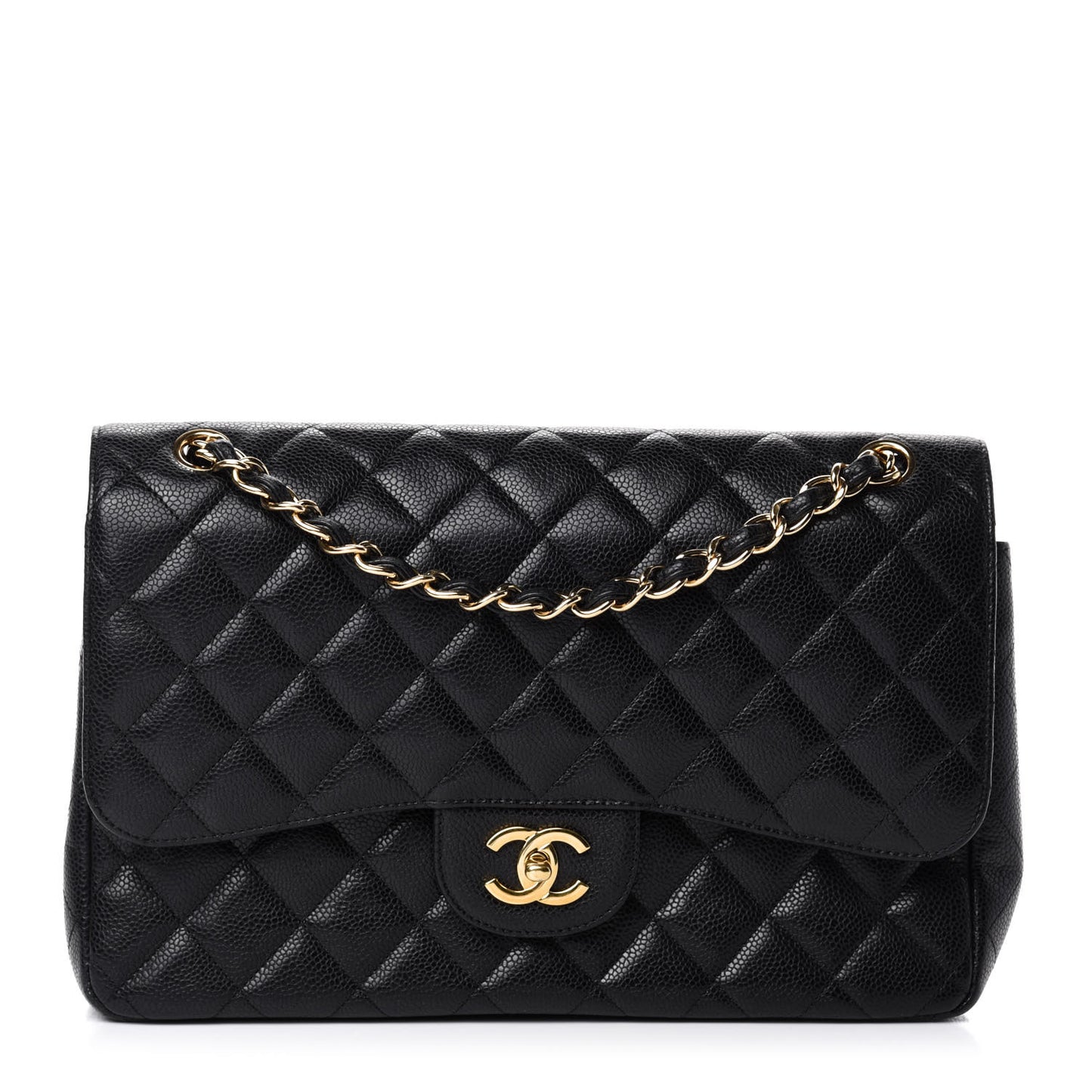 Caviar Quilted Jumbo Double Flap Black