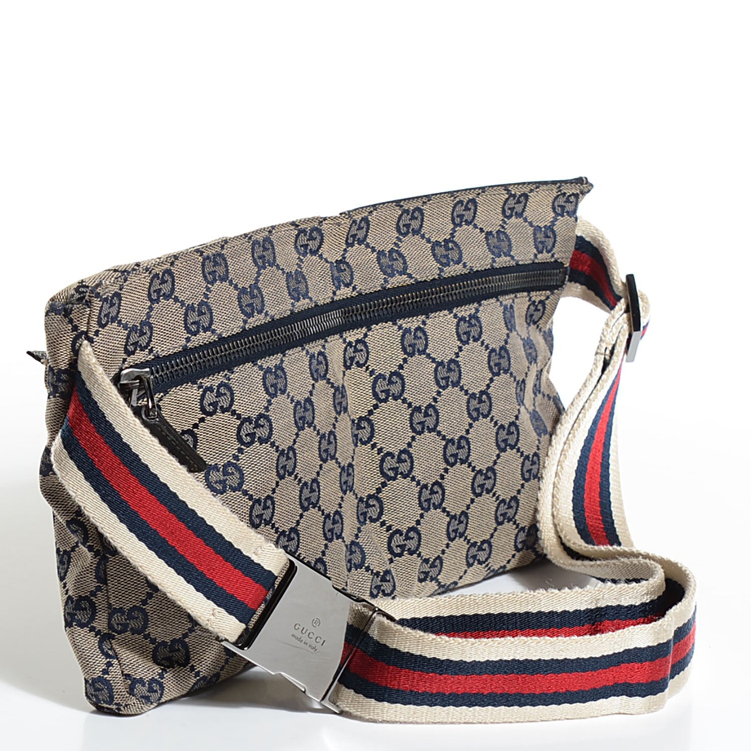 Gucci GG Monogram Web Double Pocket Belt Bag Navy 3 of 7