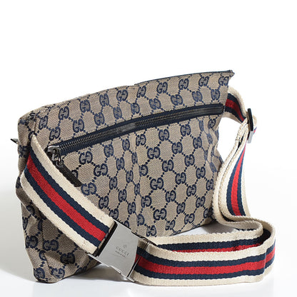 Gucci GG Monogram Web Double Pocket Belt Bag Navy 3 of 7