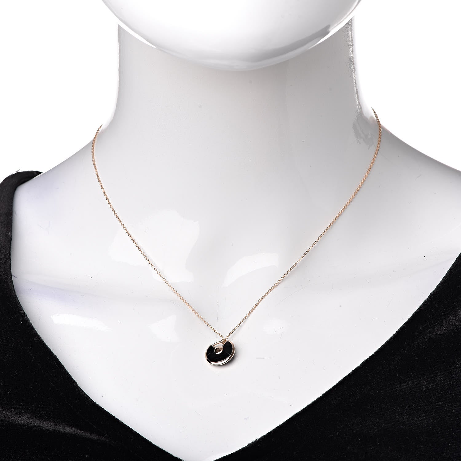 Cartier 18K Pink Gold Diamond Black Onyx XS Amulette de Cartier Pendant Necklace 2 of 6