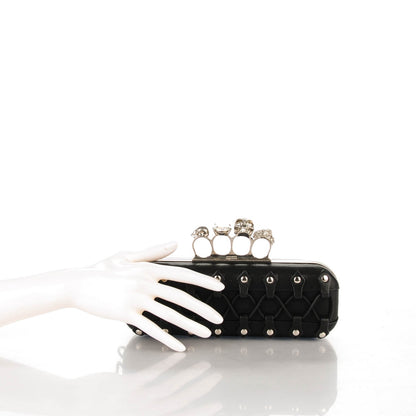 Alexander McQueen Lambskin Lace-Up Knucklebox Clutch Black 2 of 7
