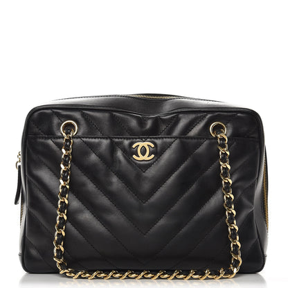 Chanel Lambskin Chevron Quilted Camera Case Black 1 of 10
