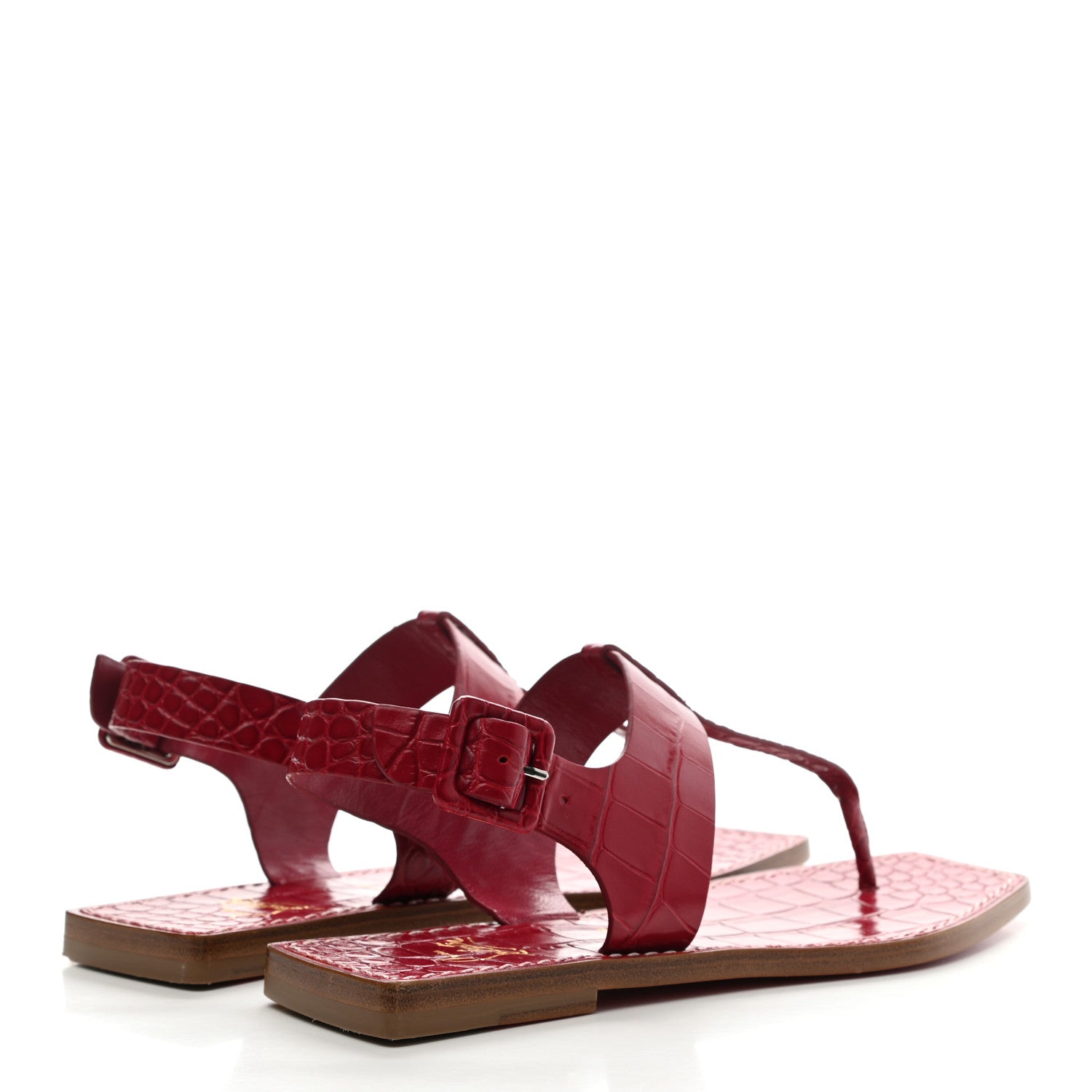 Christian Louboutin Calfskin Alligator Embossed Cubongo Flat Sandals 37.5 Persan 4 of 11