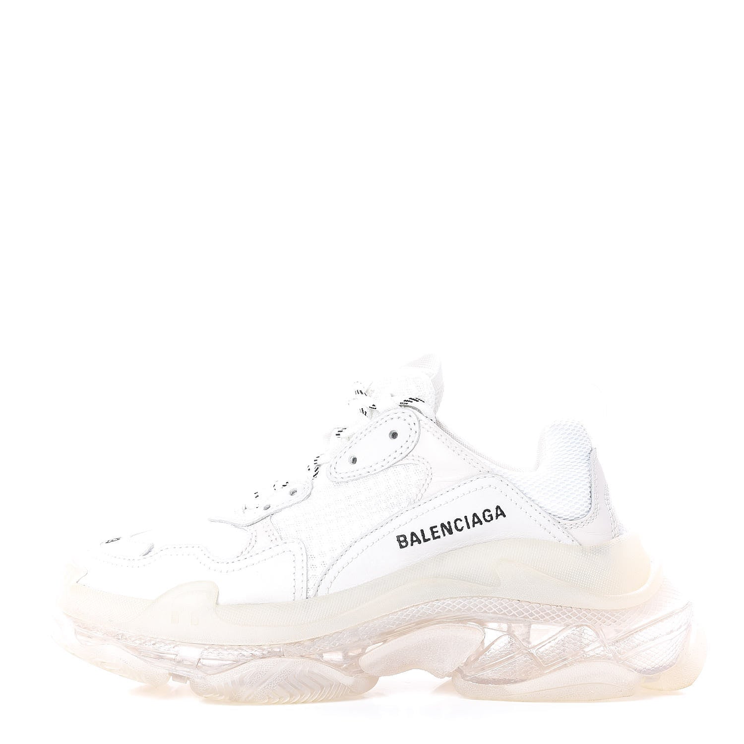 Balenciaga Fabric Mesh Clear Sole Womens Triple S Sneakers 39 White 1 of 10