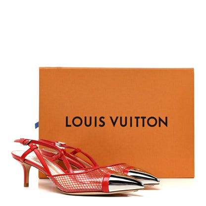 Louis Vuitton Calfskin Mesh PVC Urban Twist Slingback Mules 36.5 Red 8 of 8