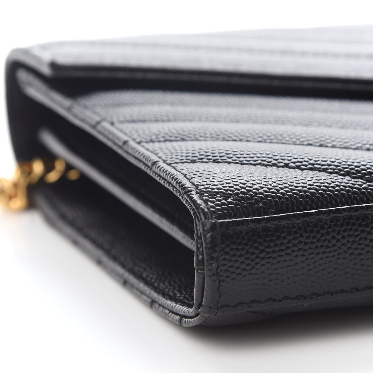 Grain De Poudre Matelasse Chevron Monogram Chain Wallet Black