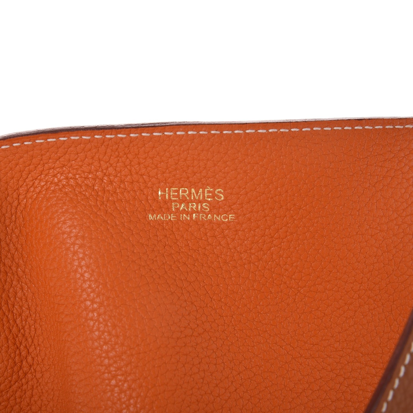 Taurillon Clemence Double Sens 36 Reversible Tote Orange Gold