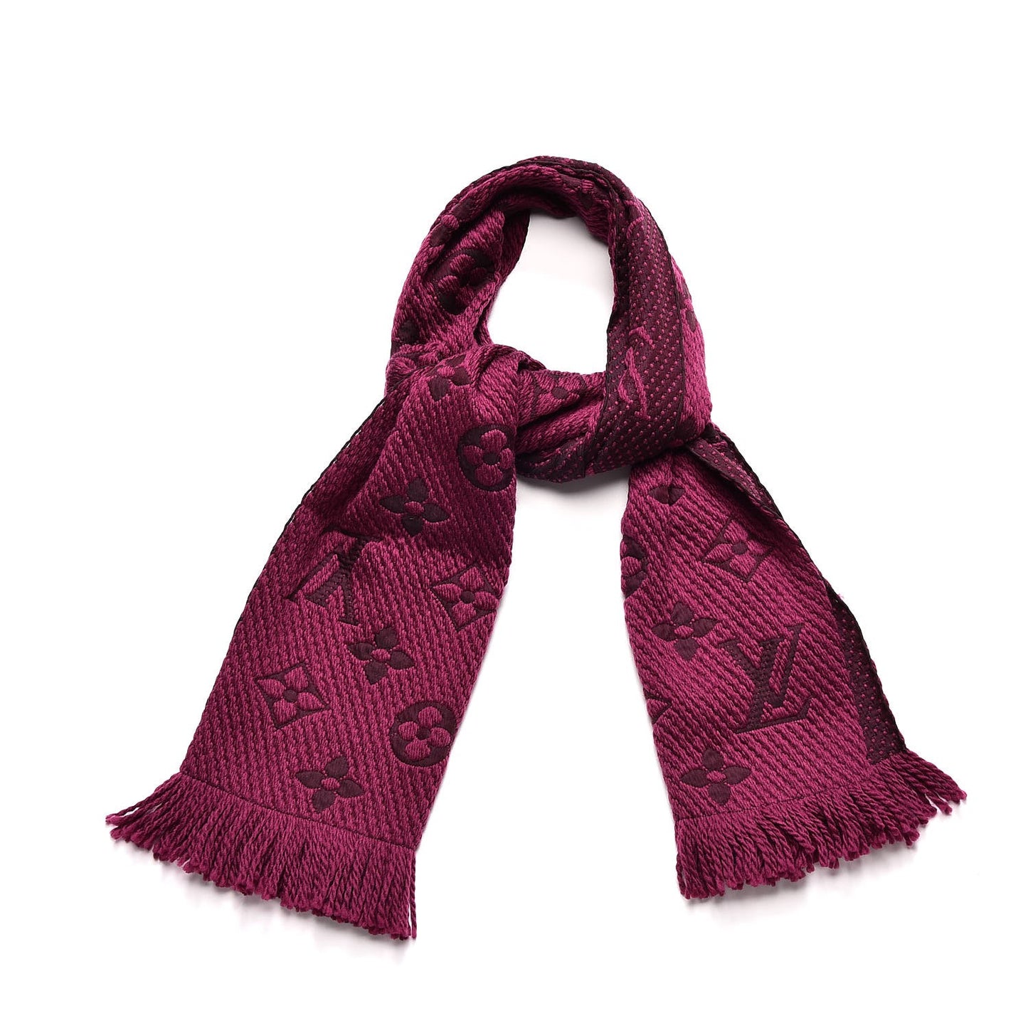 Wool Silk Logomania Scarf Cherry