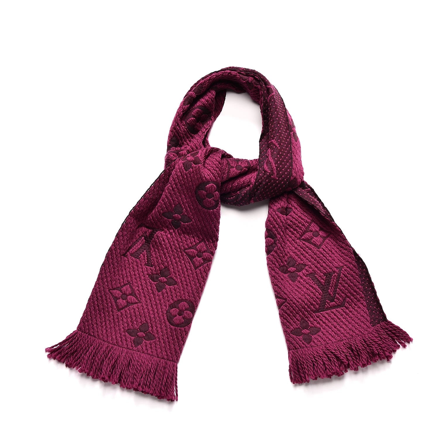Louis Vuitton Wool Silk Logomania Scarf Cherry 1 of 4