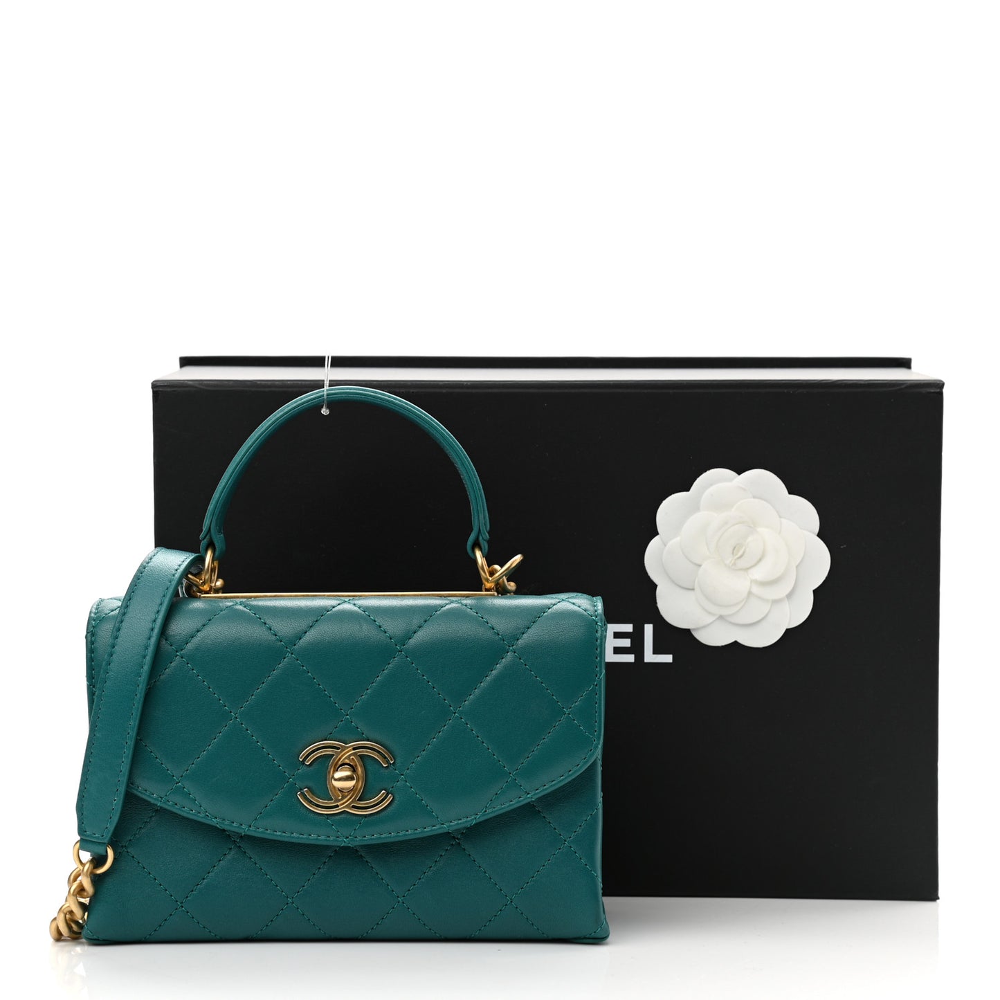 Lambskin Quilted Small Trendy Spirit Top Handle Bag Green