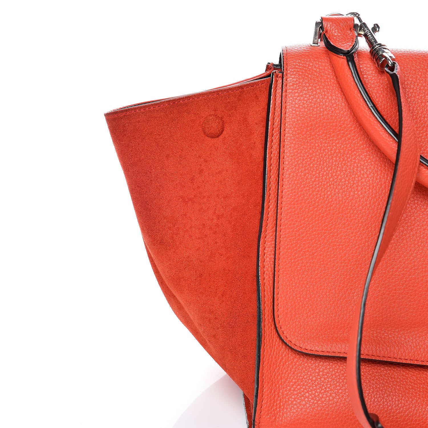 Celine Drummed Calfskin Suede Medium Trapeze Vermillion 12 of 21