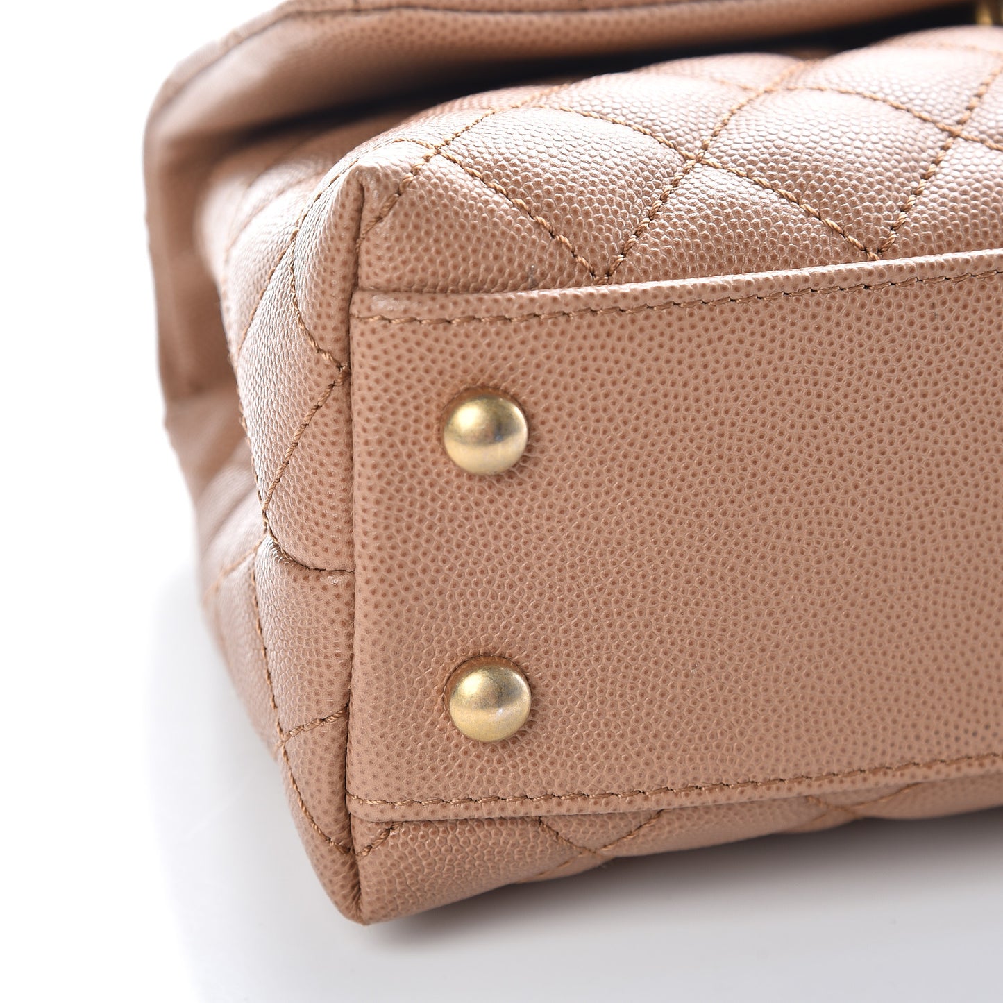 Caviar Lizard Quilted Mini Coco Handle Flap Beige