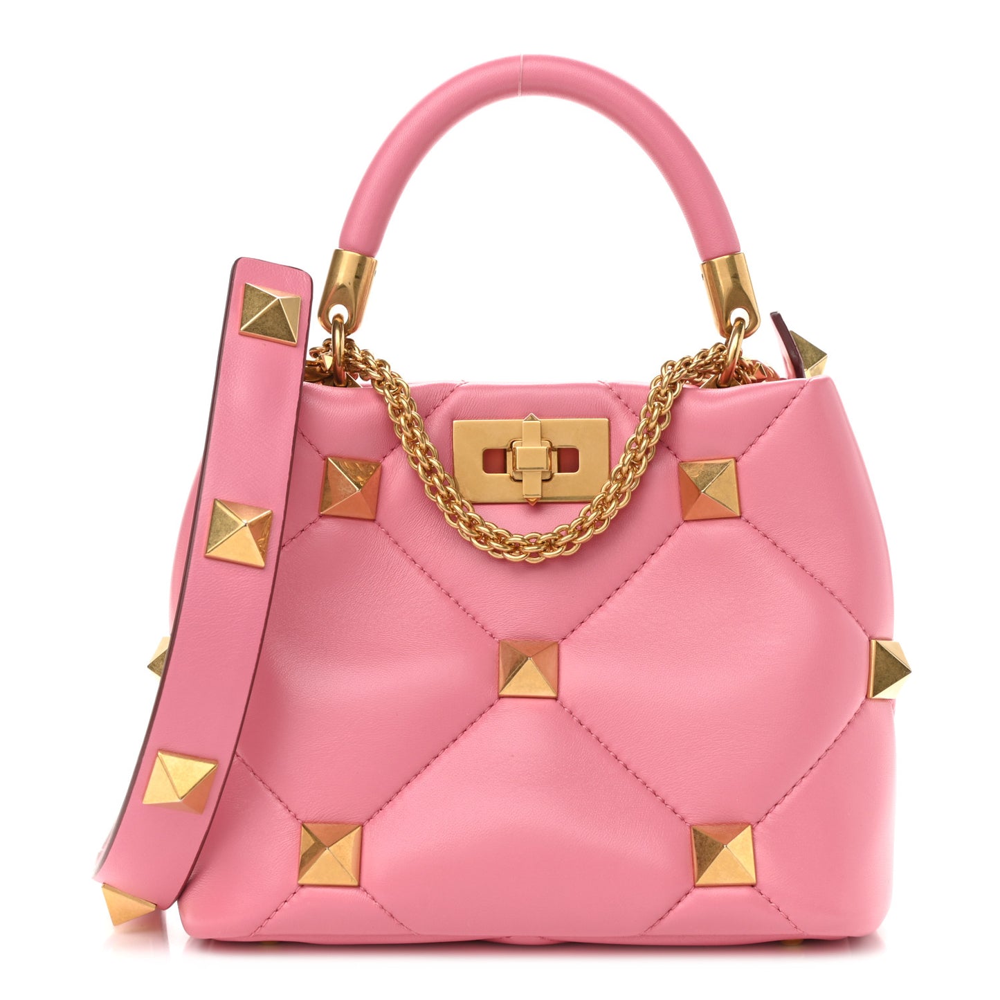 Nappa Small Roman Stud The Handle Bag Flamingo Pink