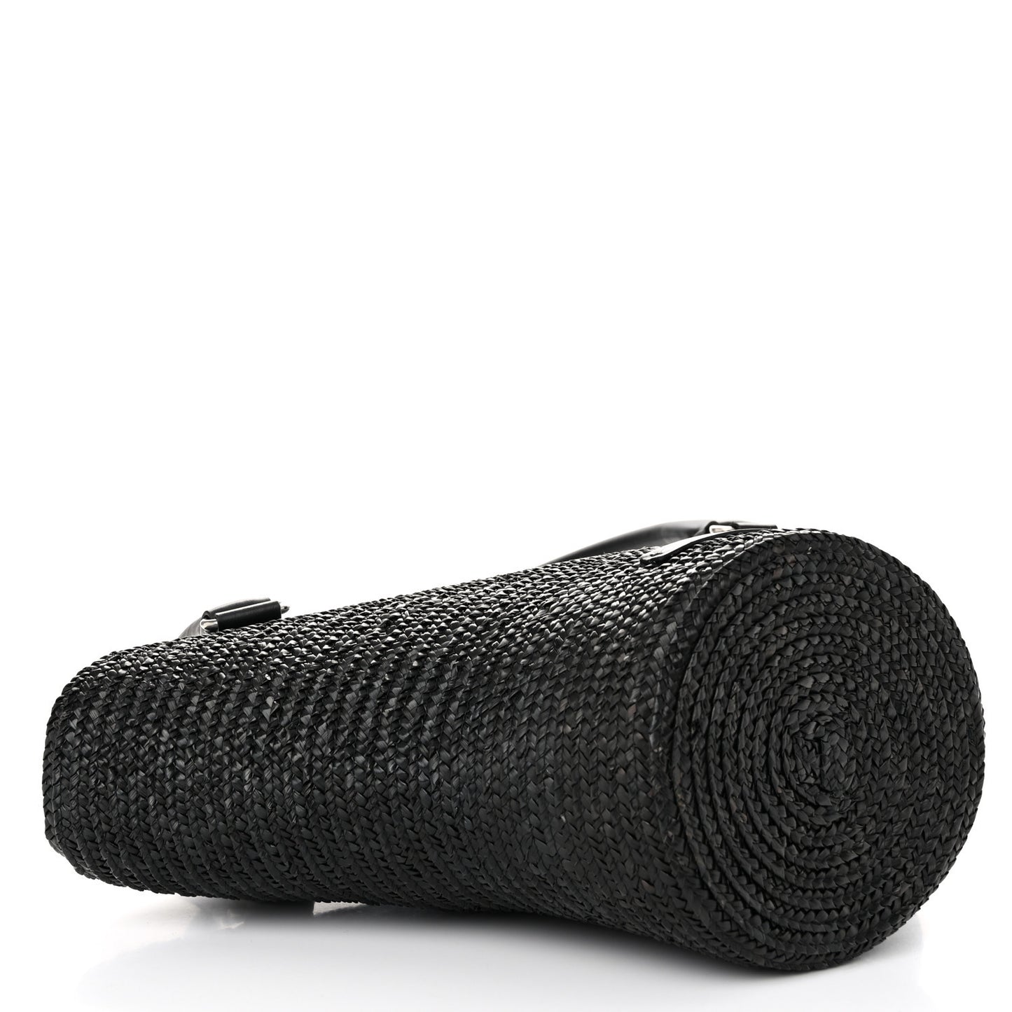 Raffia Woven Medium Basket Tote Black