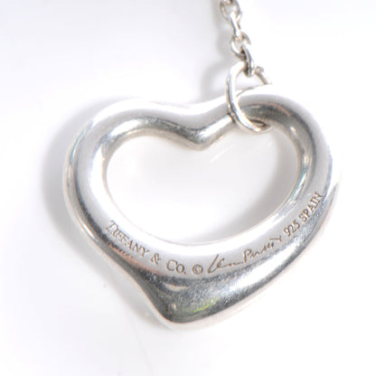 Tiffany Sterling Silver Pearl Elsa Peretti Open Heart Necklace 5 of 6
