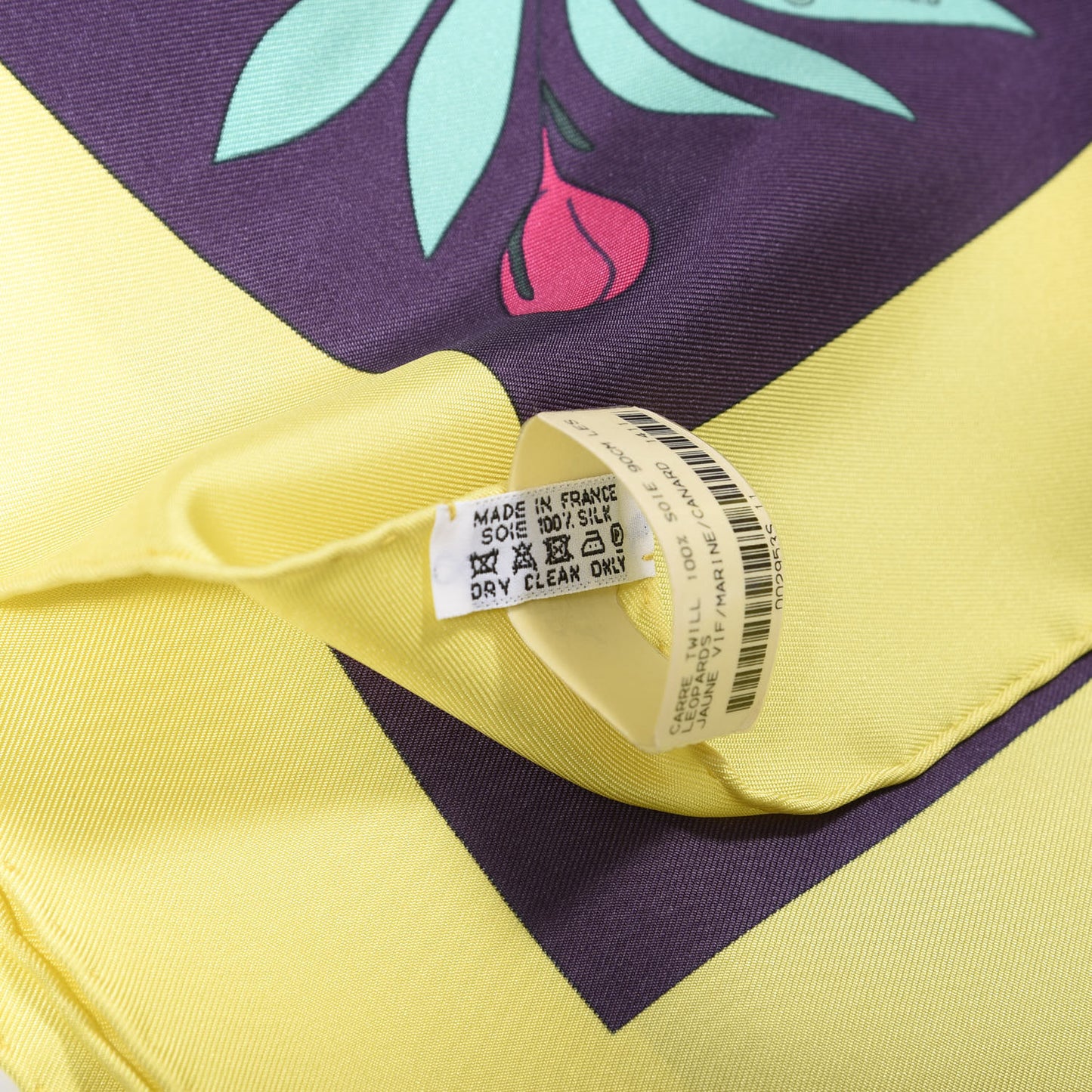 Silk Les Leopards Scarf 90 Jaune Vif Marine Canard