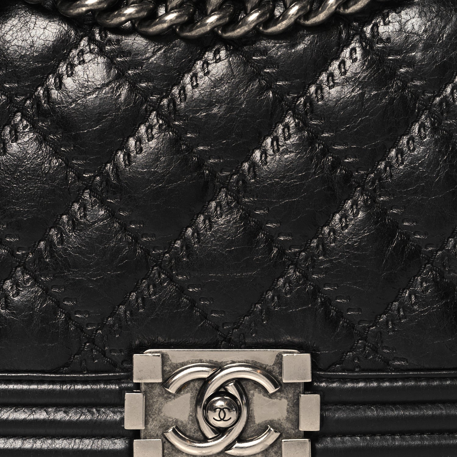 Chanel Calfskin Double Stitch Medium Boy Flap Black 8 of 11