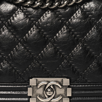 Chanel Calfskin Double Stitch Medium Boy Flap Black 8 of 11