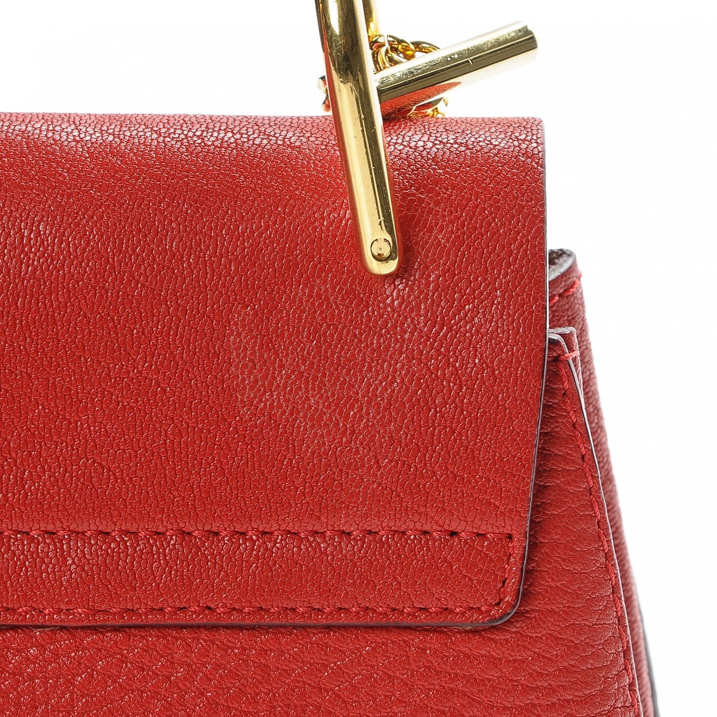 Grained Lambskin Drew Shoulder Bag Plaid Red