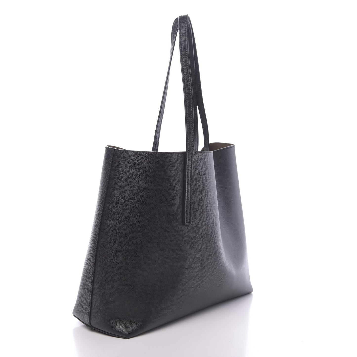 Vitello Vienna Enamel F is Fendi Shopping Tote Black Taupe
