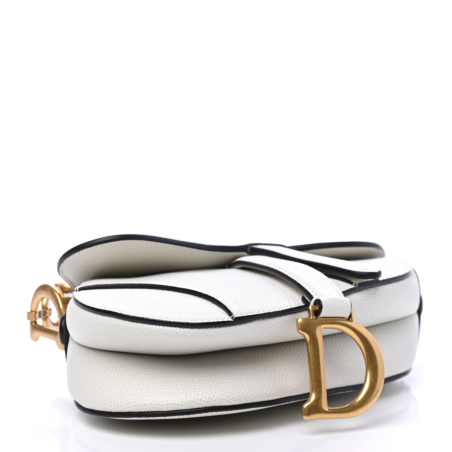 Christian Dior Grained Calfskin Mini Saddle Bag White 3 of 6