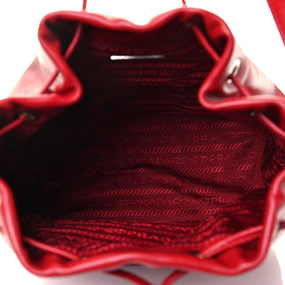 Prada Soft Calfskin Impunture Diagramme Bucket Bag Rosso 4 of 4